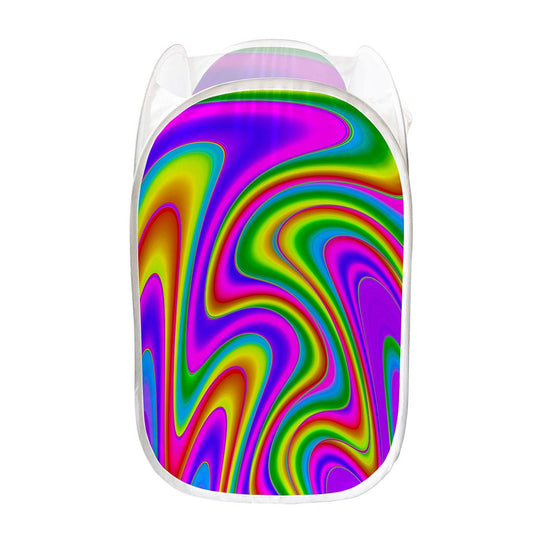 Abstract Neon Trippy Print Mesh Laundry Hamper
