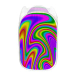 Abstract Neon Trippy Print Mesh Laundry Hamper