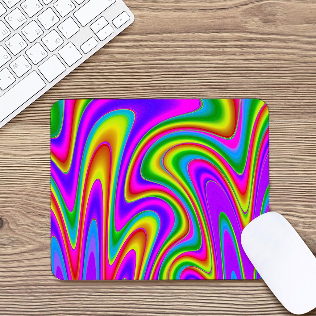 Abstract Neon Trippy Print Mouse Pad