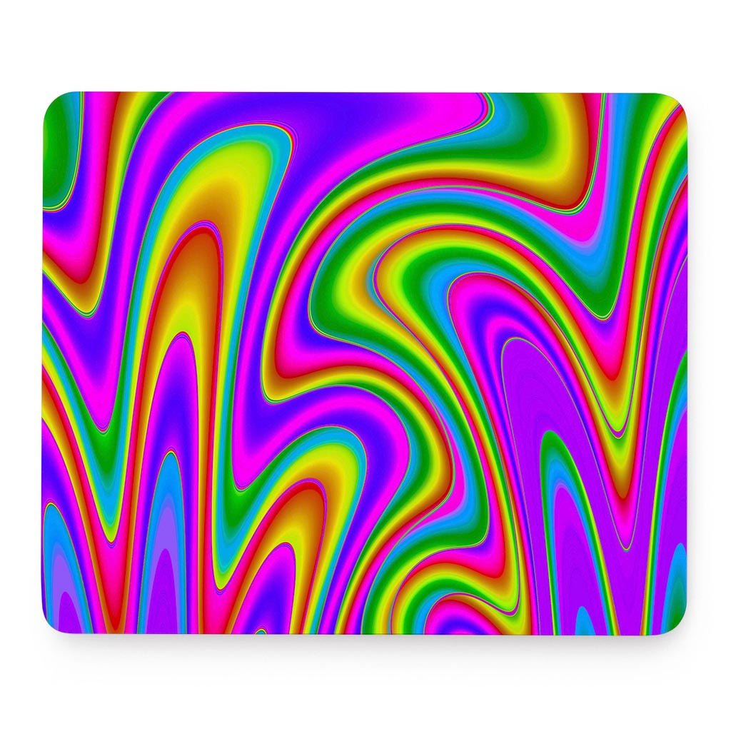Abstract Neon Trippy Print Mouse Pad