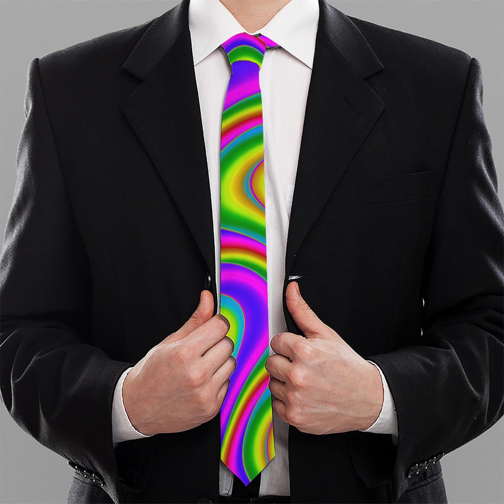 Abstract Neon Trippy Print Necktie