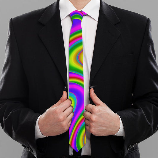 Abstract Neon Trippy Print Necktie