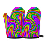 Abstract Neon Trippy Print Oven Mitts