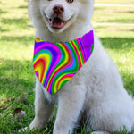 Abstract Neon Trippy Print Over The Collar Dog Bandana