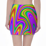 Abstract Neon Trippy Print Pencil Mini Skirt