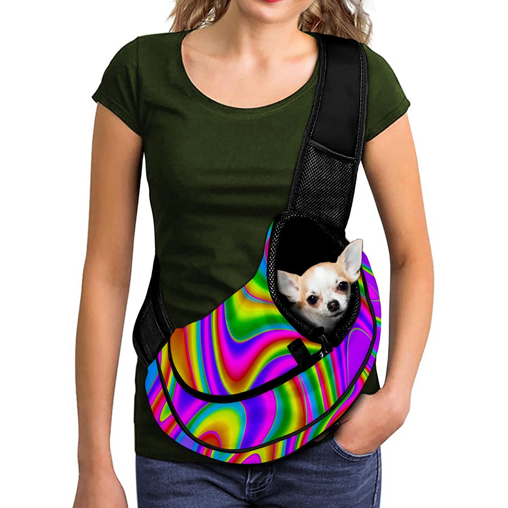 Abstract Neon Trippy Print Pet Sling Carrier