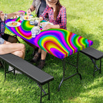 Abstract Neon Trippy Print Picnic Table Cover