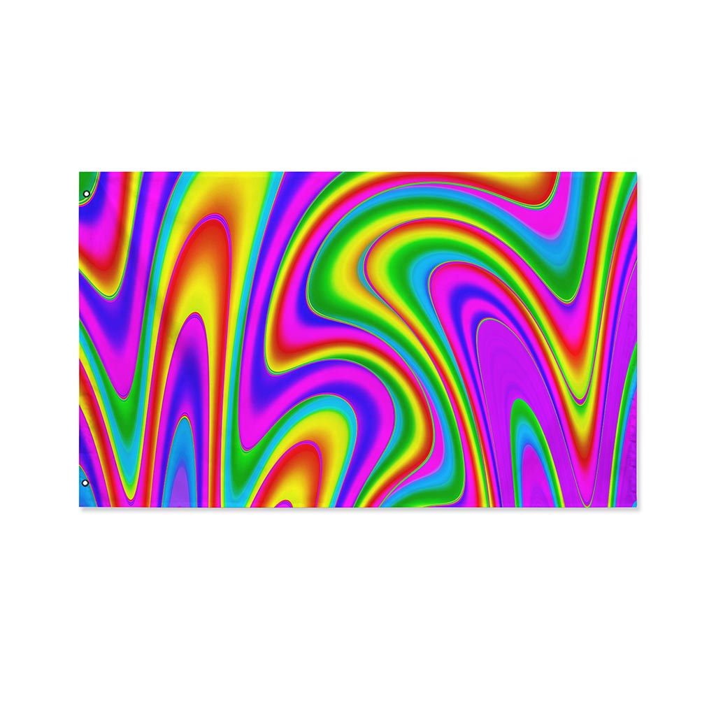 Abstract Neon Trippy Print Polyester Flag