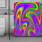 Abstract Neon Trippy Print Polyester Shower Curtain