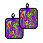 Abstract Neon Trippy Print Pot Holders