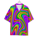 Abstract Neon Trippy Print Rayon Hawaiian Shirt