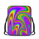 Abstract Neon Trippy Print Rectangular Crossbody Bag