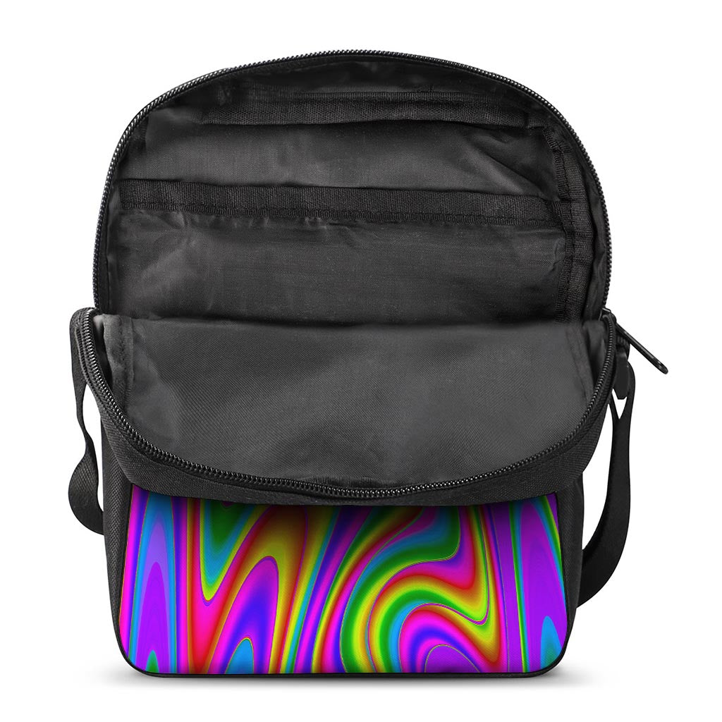 Abstract Neon Trippy Print Rectangular Crossbody Bag
