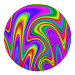 Abstract Neon Trippy Print Round Blanket