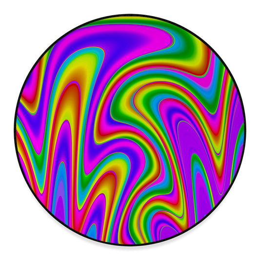 Abstract Neon Trippy Print Round Floor Mat