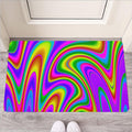 Abstract Neon Trippy Print Rubber Doormat