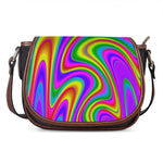 Abstract Neon Trippy Print Saddle Bag