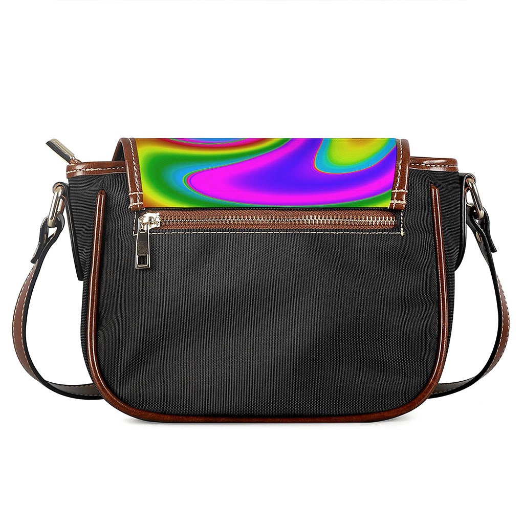 Abstract Neon Trippy Print Saddle Bag
