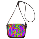 Abstract Neon Trippy Print Saddle Bag