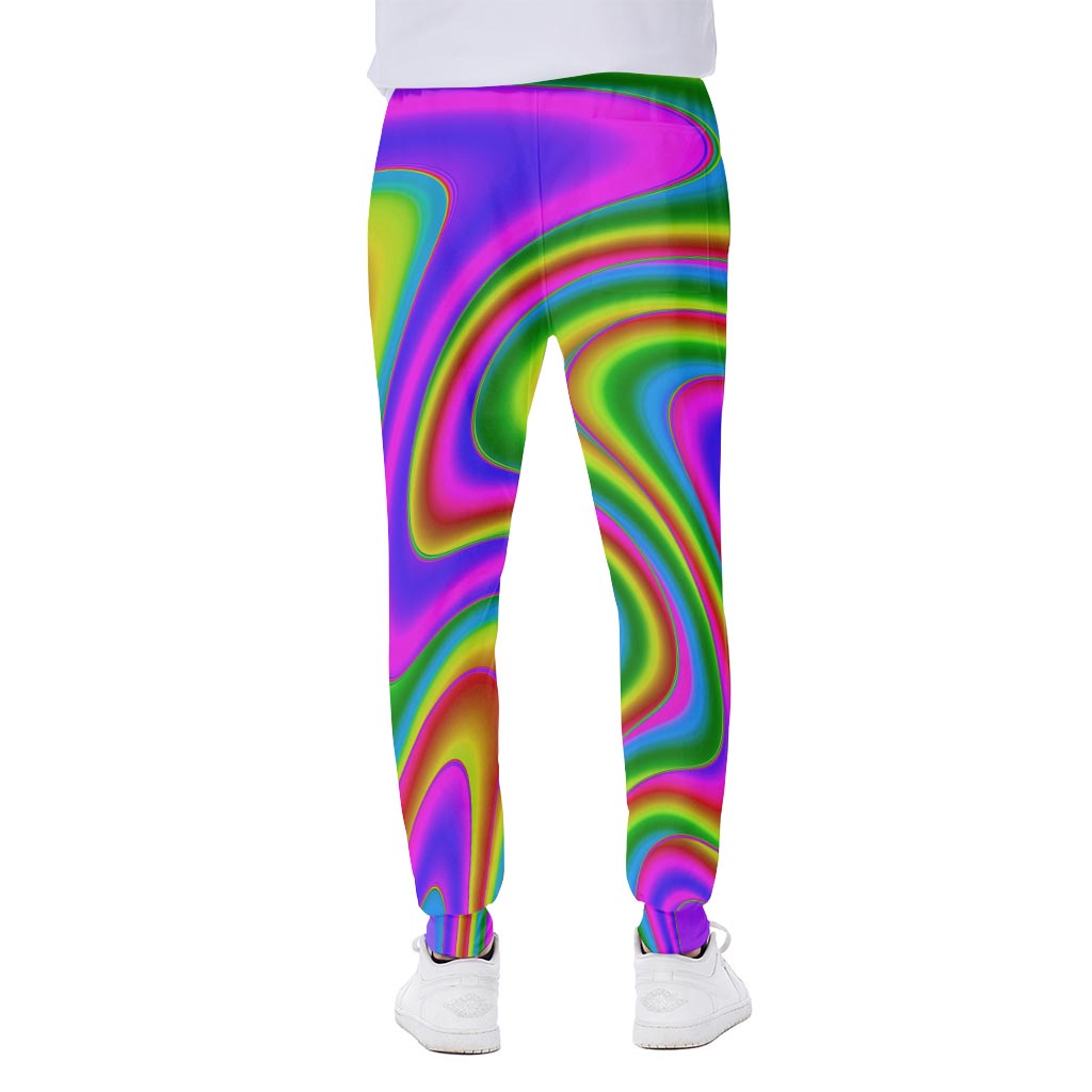 Abstract Neon Trippy Print Scuba Joggers