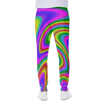 Abstract Neon Trippy Print Scuba Joggers