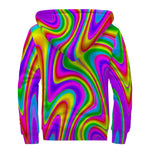 Abstract Neon Trippy Print Sherpa Lined Zip Up Hoodie