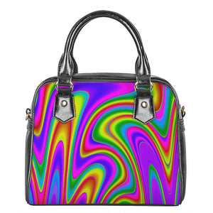 Abstract Neon Trippy Print Shoulder Handbag