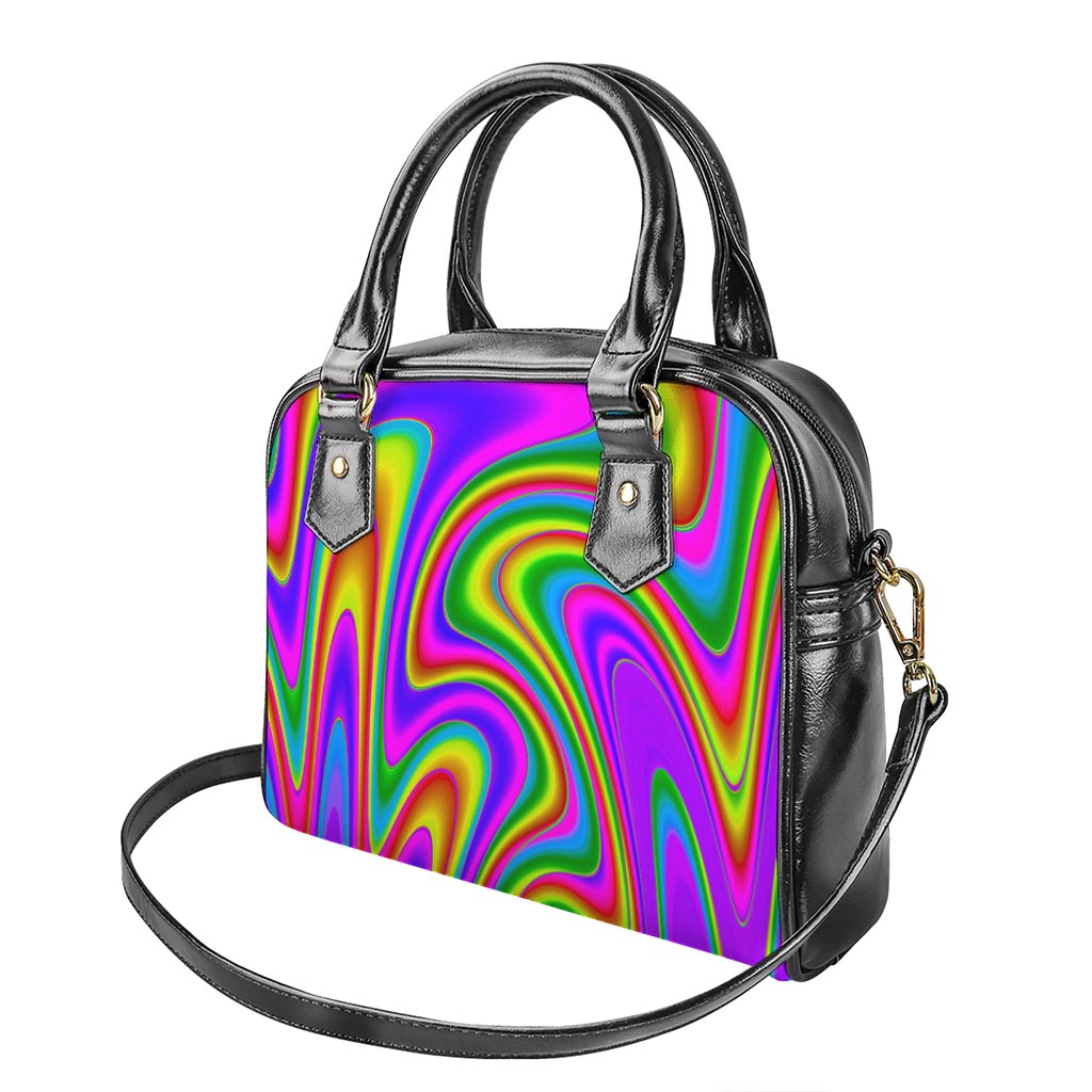 Abstract Neon Trippy Print Shoulder Handbag