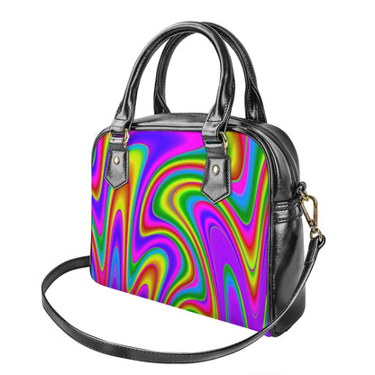 Abstract Neon Trippy Print Shoulder Handbag