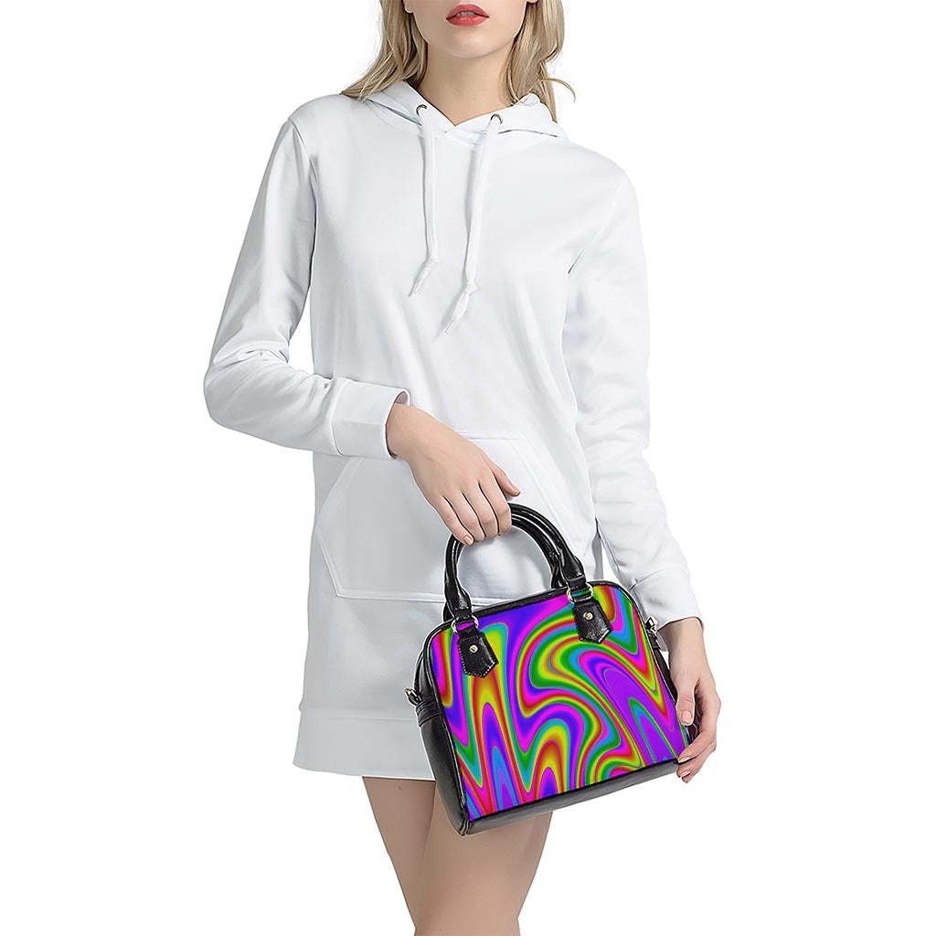 Abstract Neon Trippy Print Shoulder Handbag
