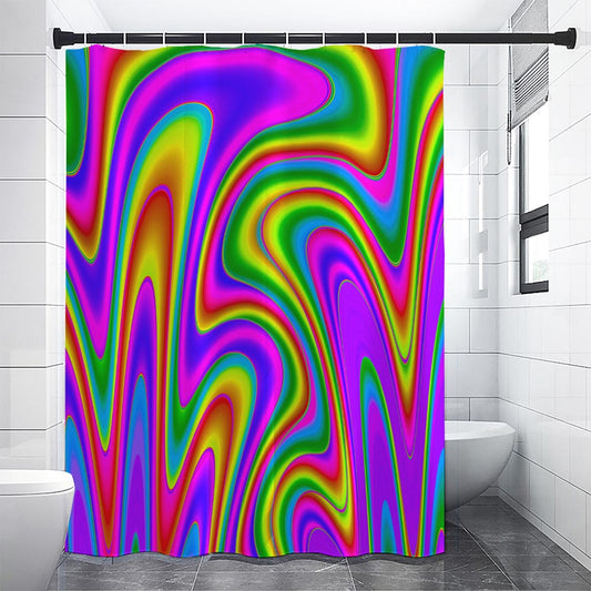 Abstract Neon Trippy Print Shower Curtain