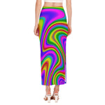 Abstract Neon Trippy Print Side Slit Maxi Skirt