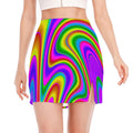 Abstract Neon Trippy Print Side Slit Mini Skirt