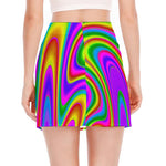 Abstract Neon Trippy Print Side Slit Mini Skirt