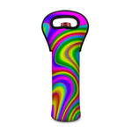 Abstract Neon Trippy Print Single Neoprene Wine Tote