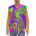 Abstract Neon Trippy Print Sleeveless Baseball Jersey