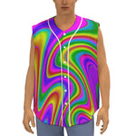 Abstract Neon Trippy Print Sleeveless Baseball Jersey