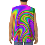 Abstract Neon Trippy Print Sleeveless Baseball Jersey