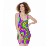 Abstract Neon Trippy Print Sleeveless Bodycon Dress