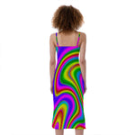 Abstract Neon Trippy Print Slim Fit Midi Cami Dress