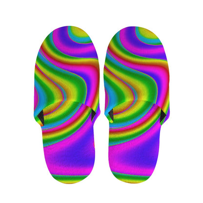 Abstract Neon Trippy Print Slippers