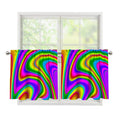 Abstract Neon Trippy Print Tier Curtains