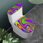 Abstract Neon Trippy Print Toilet Lid And Tank Cover Set