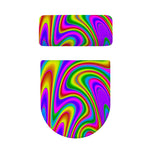 Abstract Neon Trippy Print Toilet Lid And Tank Cover Set