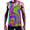 Abstract Neon Trippy Print Men's Workout Tank Top