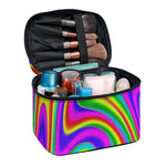 Abstract Neon Trippy Print Travel Makeup Bag