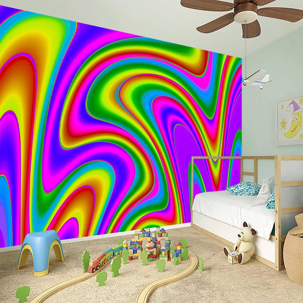 Abstract Neon Trippy Print Wall Sticker