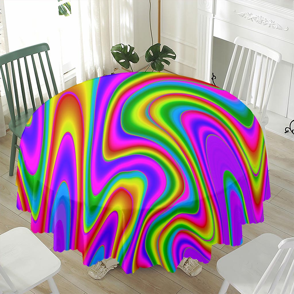 Abstract Neon Trippy Print Waterproof Round Tablecloth