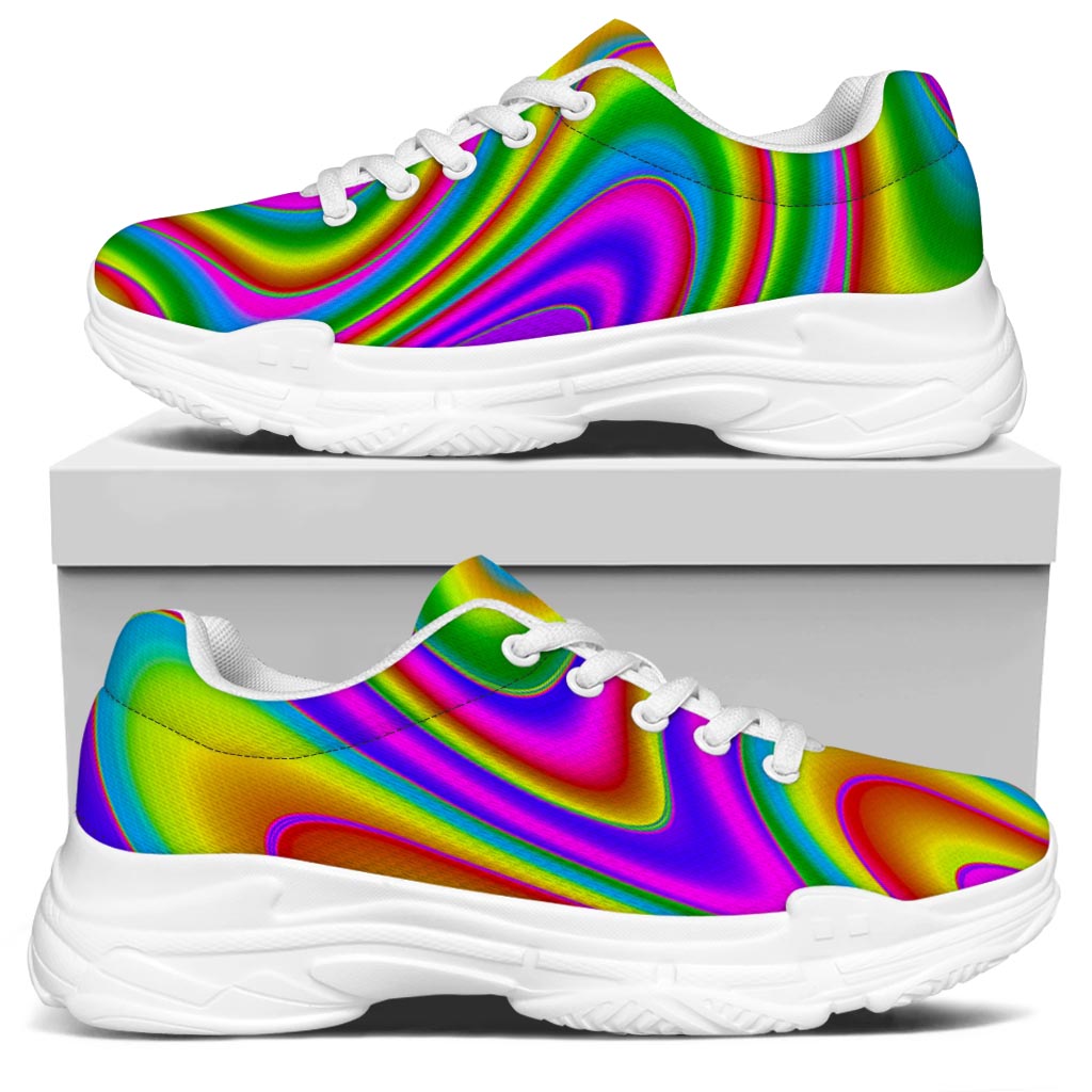 Abstract Neon Trippy Print White Chunky Shoes