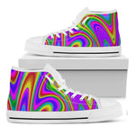 Abstract Neon Trippy Print White High Top Sneakers